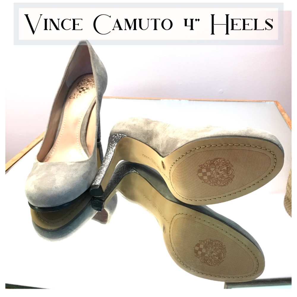 (SOLD)  Vince Camuto 4” 8+1/2 Grey Suede w/ Box - Picture 2 of 11